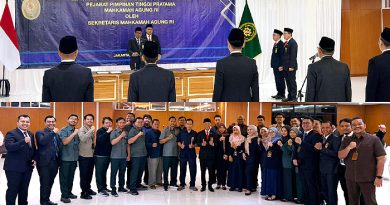 Sekretaris MA Lantik Karo Hukum dan Humas Baru Bersama Empat Pejabat Pimpinan Tinggi Pratama